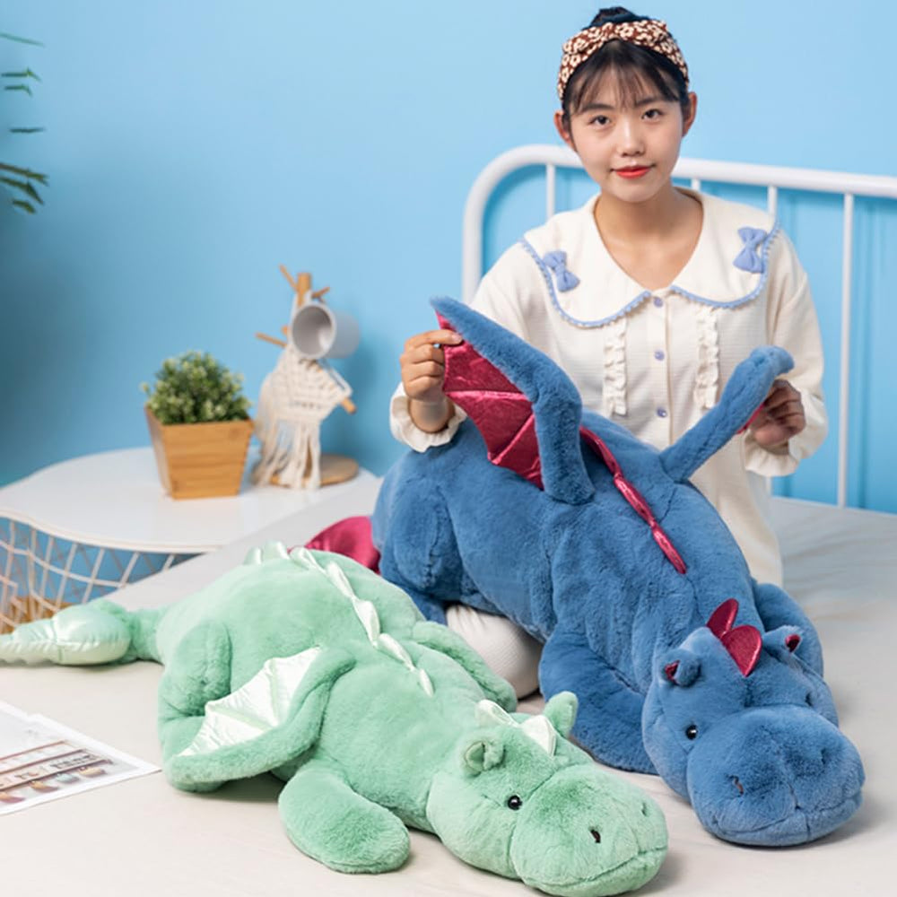 Ololele blue dragon plush packaged in sturdy cardboard box