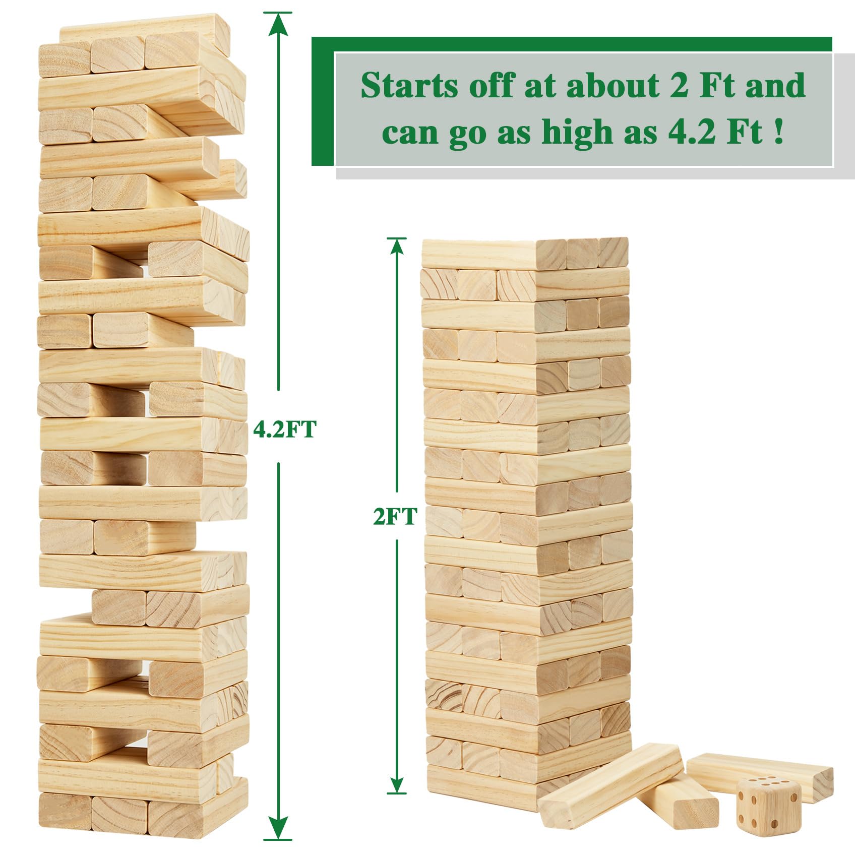 Olsa Giant Tumble Tower blocks stacked for a backyard challenge.