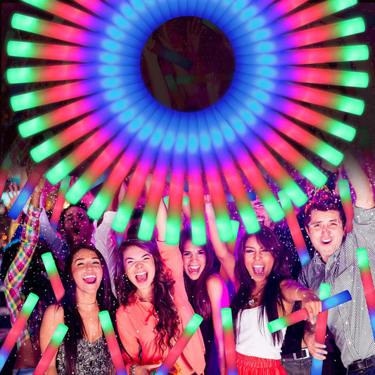 OLUPP 70-pcs LED foam glow sticks bulk ready for party decor and lighting effects