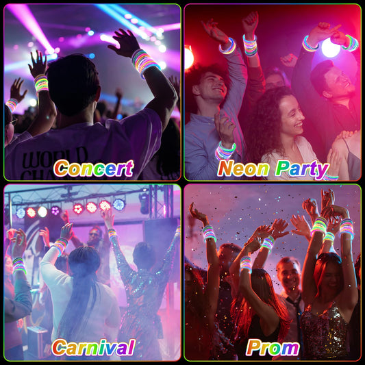 OLUPP glow bracelets worn on the wrist demonstrate easy detachable wear for any age