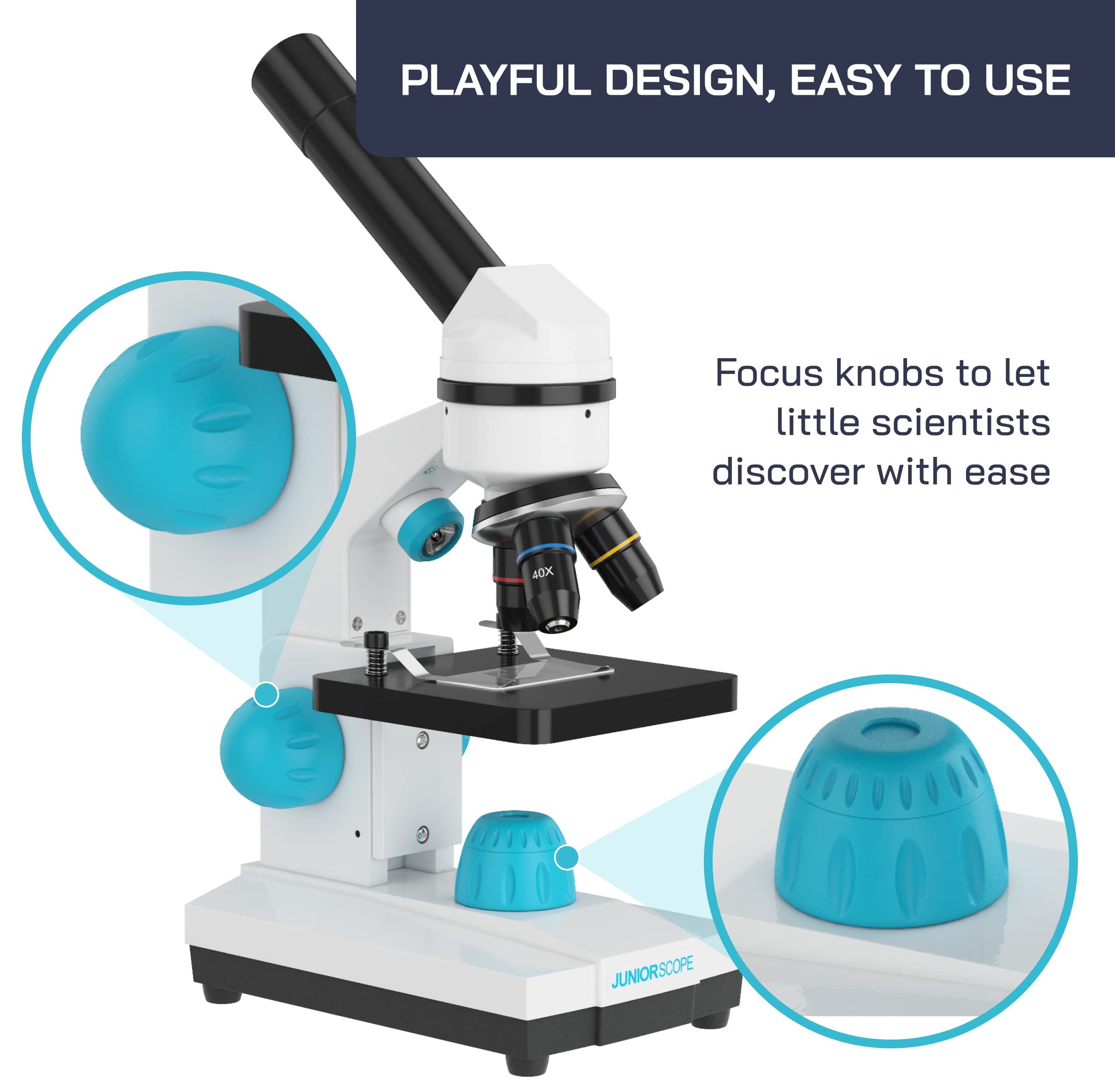Omano Juniorscope offers 40x to 400x magnification for detailed observation