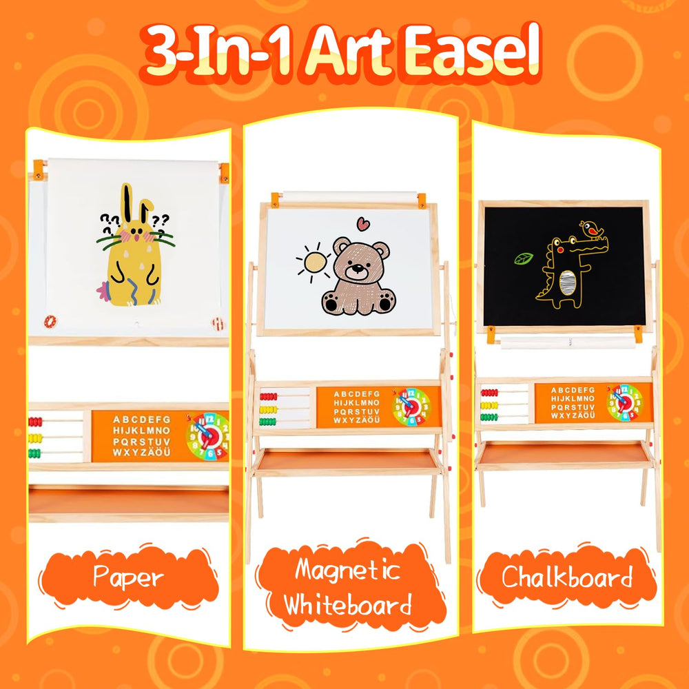 OMOTIYA easel with chalkboard side for creative writing and practice