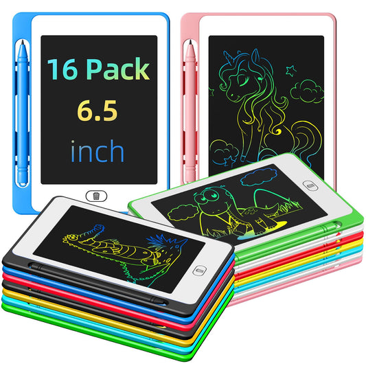 OMXDG Party Favor 16-pack LCD tablet with erase button for quick clearing.