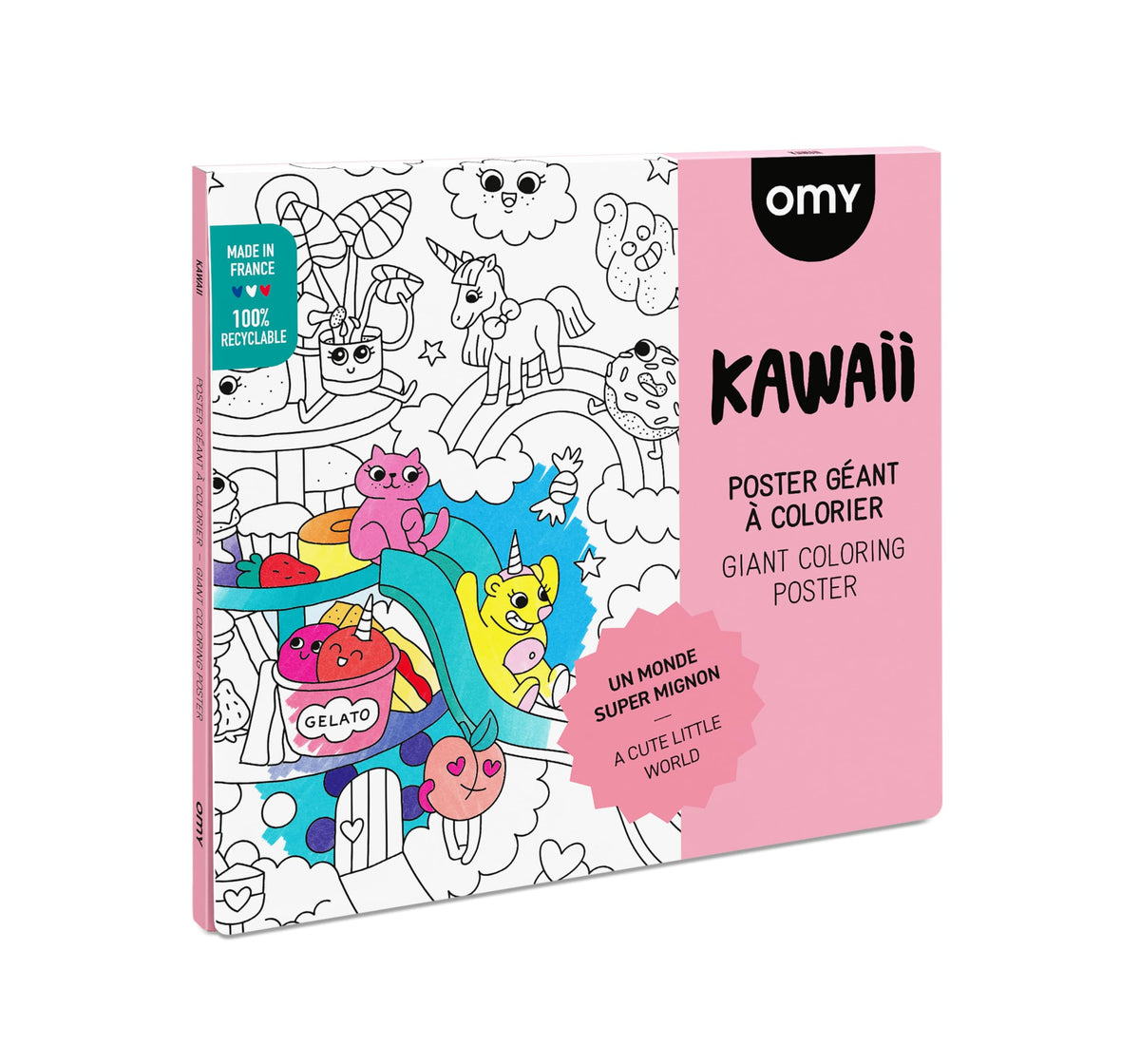 Omy giant coloring poster Kawaii with happy characters for lively wall art and creative play