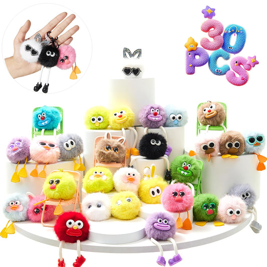 OMyFav 30pcs plush keychains for backpacks, perfect party favors for kids