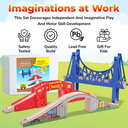 On Track USA red overpass bridge creates elevated routes for dynamic scenes.