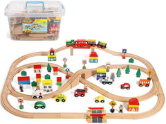 On Track USA train set figure-8 layout encourages imaginative play and construction.