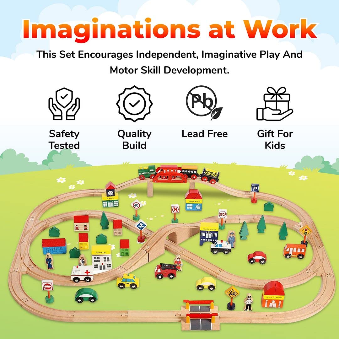 On Track USA wooden track and magnetic trains enable quick, synchronized connections.