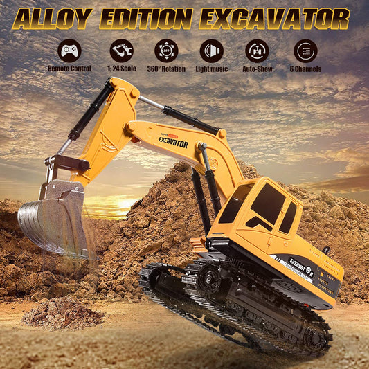 Onadrive excavator toy demonstrates digging action with realistic scooping for outdoor fun
