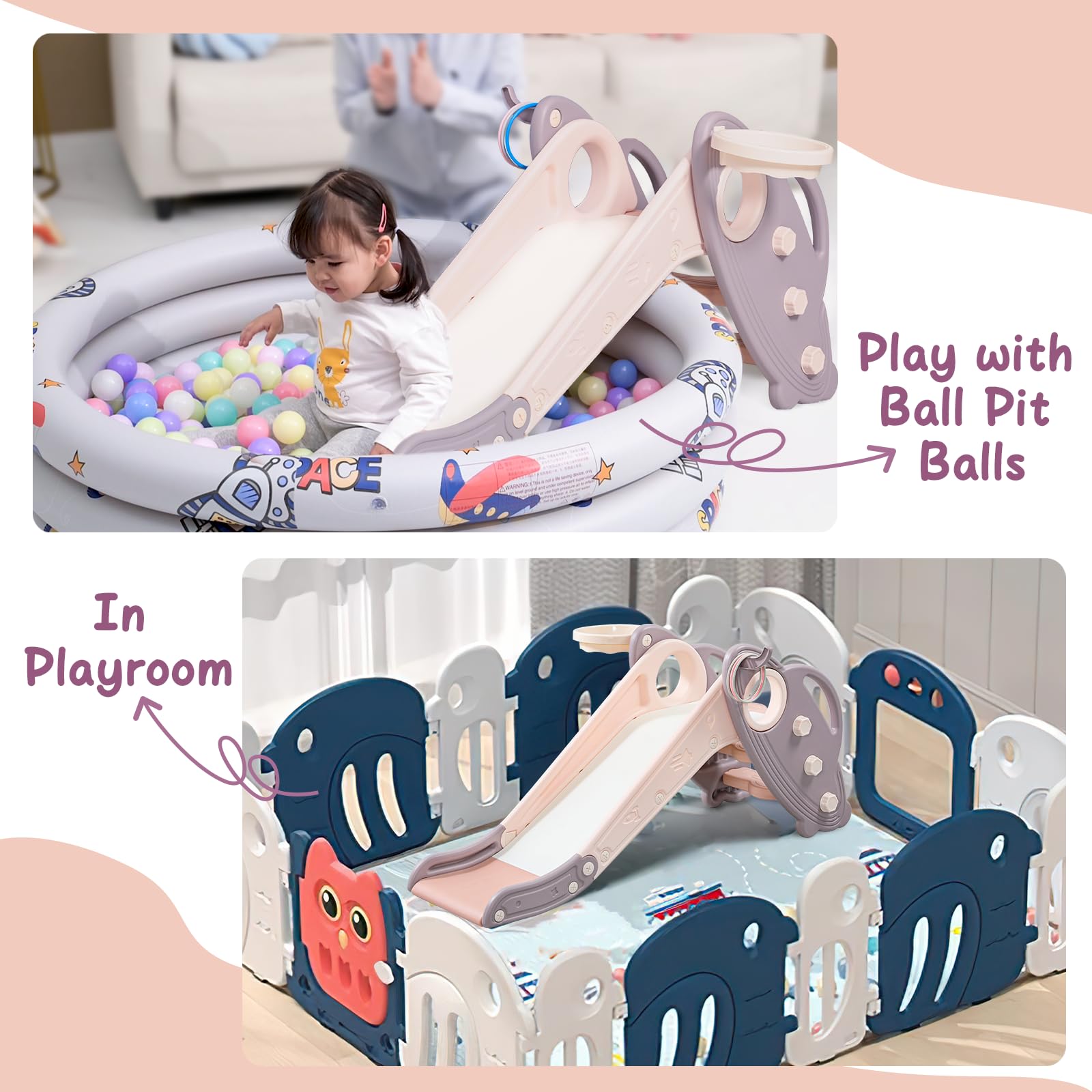 Onasti slide featuring ring toss game for interactive fun.