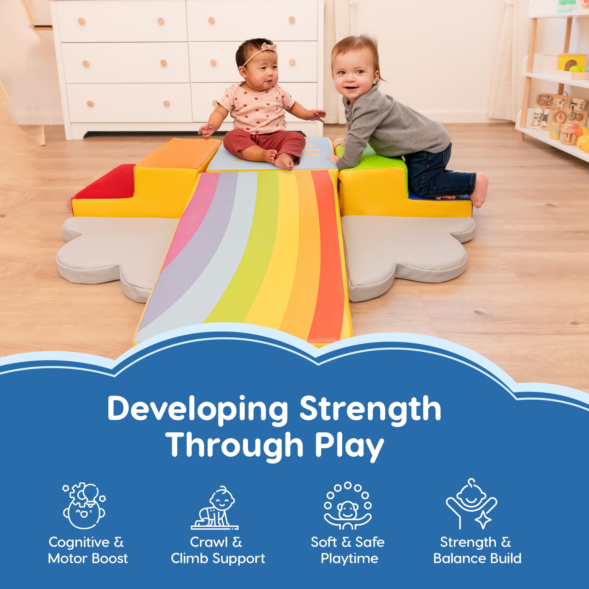 Once Upon a Cloud cloud pads foam, soft landing for crawling and exploring.