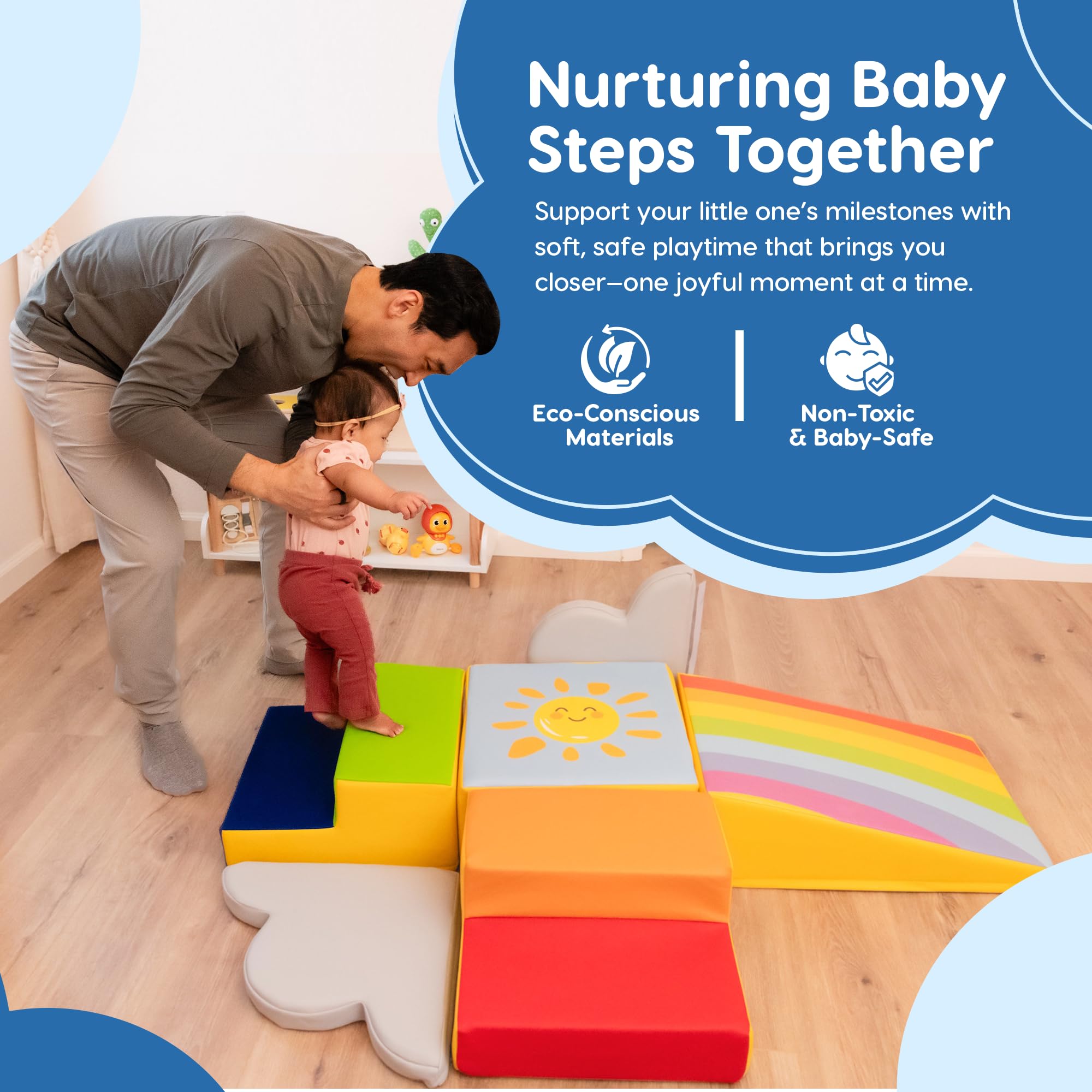 Once Upon a Cloud high-density foam base, provides sturdy, stable play area.