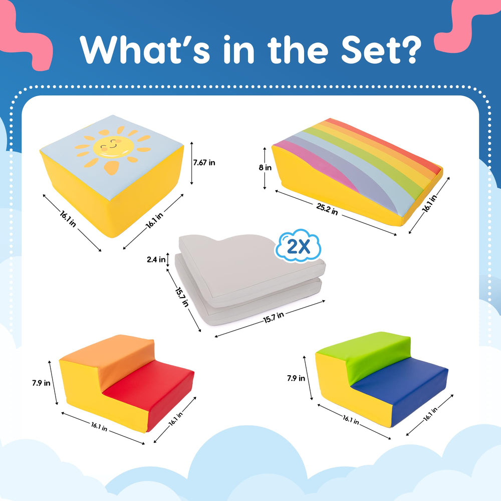 Once Upon a Cloud velcro connectors, simple to assemble and reconfigure layouts.