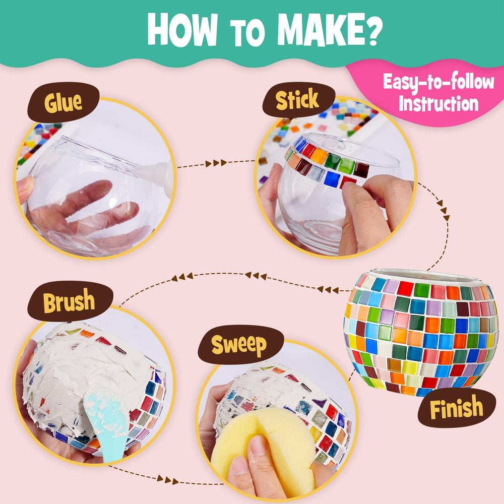 ONE TO FOUR DIY mosaic craft tealight holder ready-to-create project for adults and kids