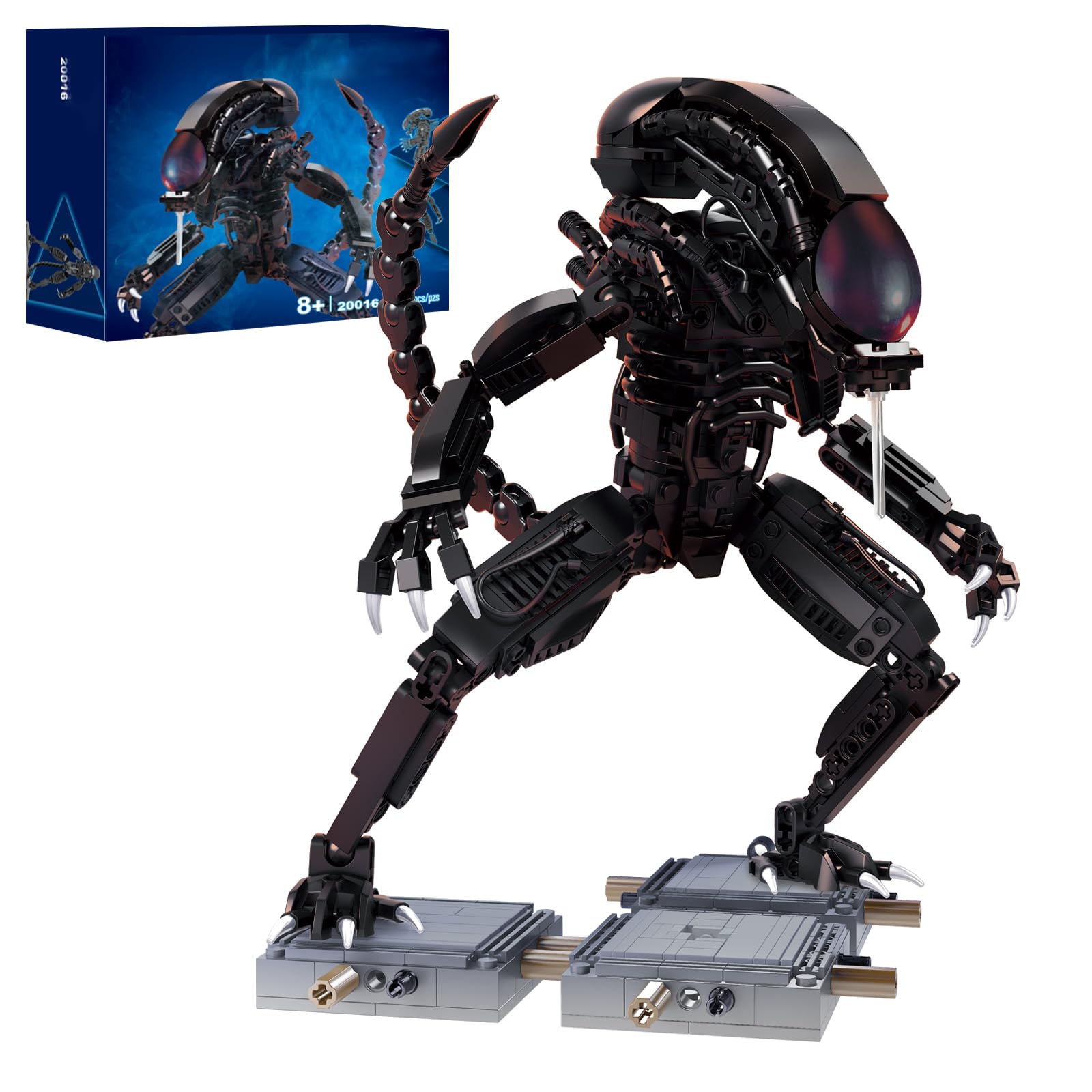 onederbkk Xenomorph build kit assembly with LEGO-compatible pieces
