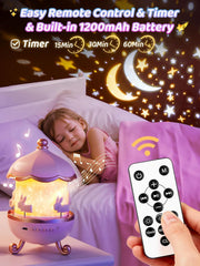 One Fire star projector rotates 360 degrees for even coverage.