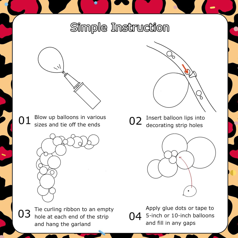 Onemere 10-inch red-black balloons for flexible garland accents.