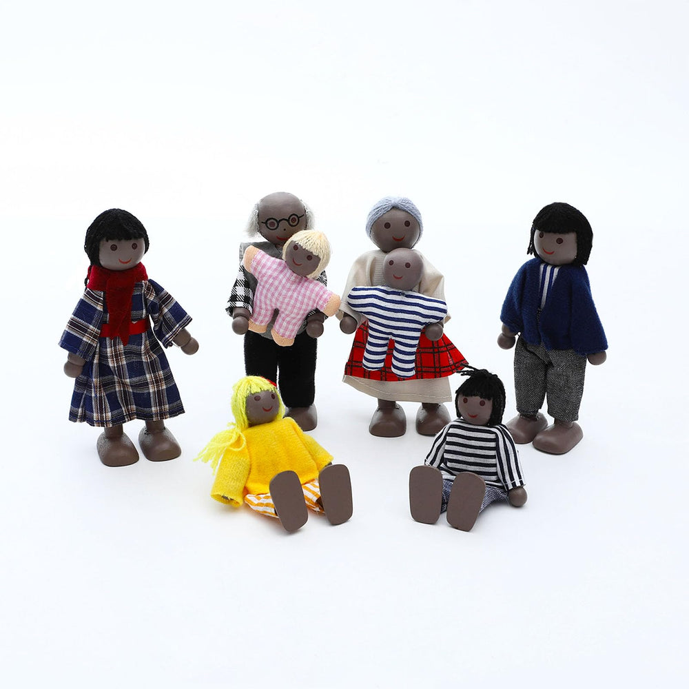 ONEST wooden dolls featuring children and baby for family life scenes