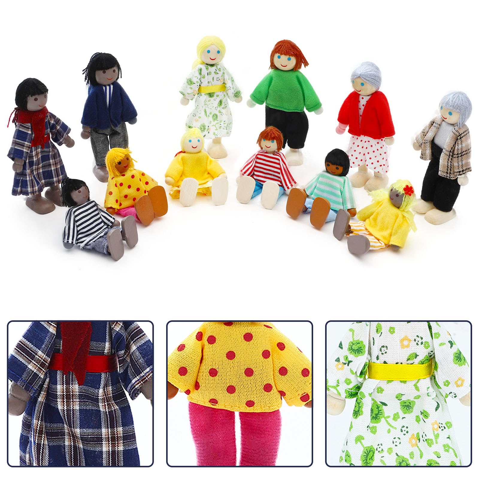 ONEST wooden dollhouse dolls with grandparents and parents for storytelling moments
