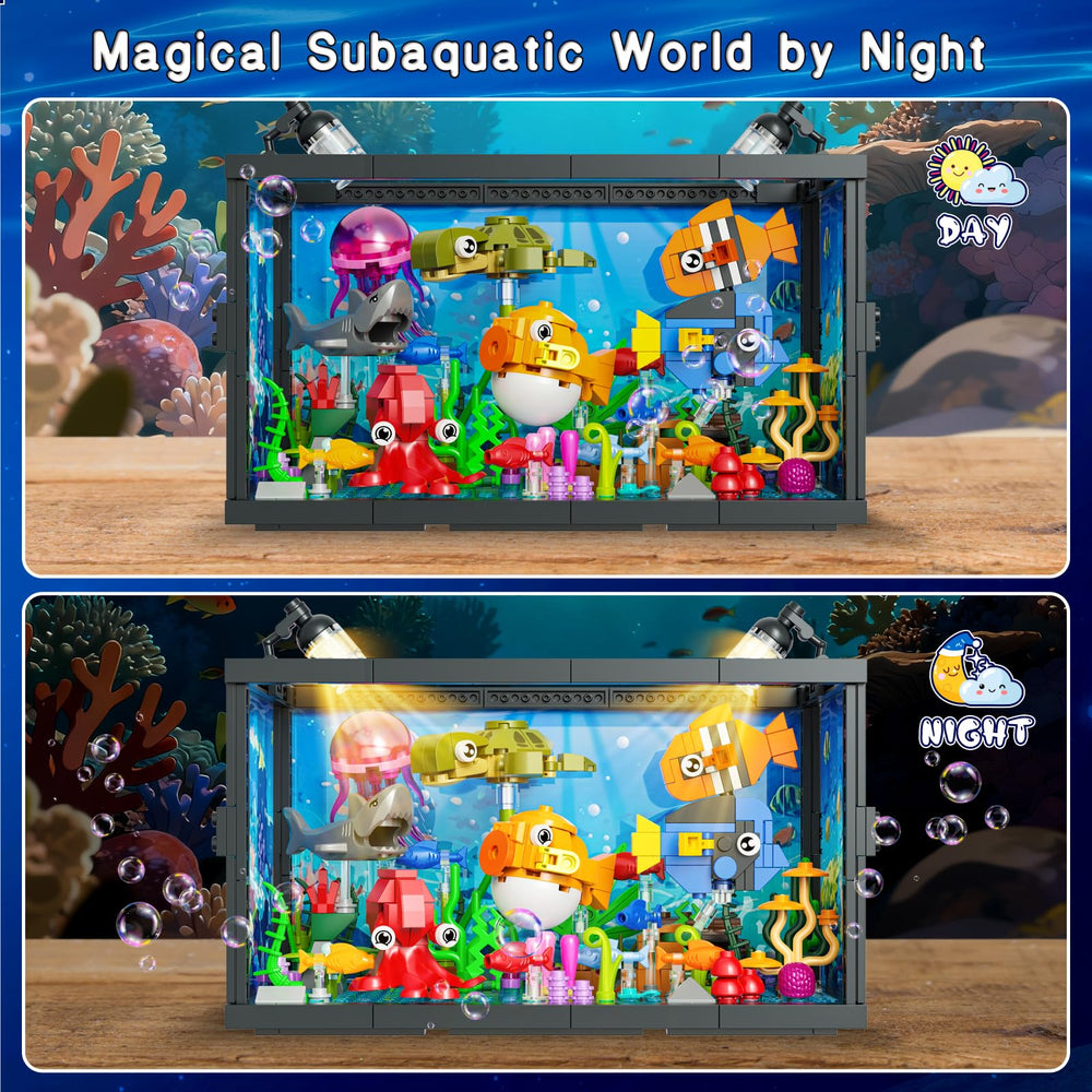 ONIMISC aquarium scene with shipwreck background for dramatic display