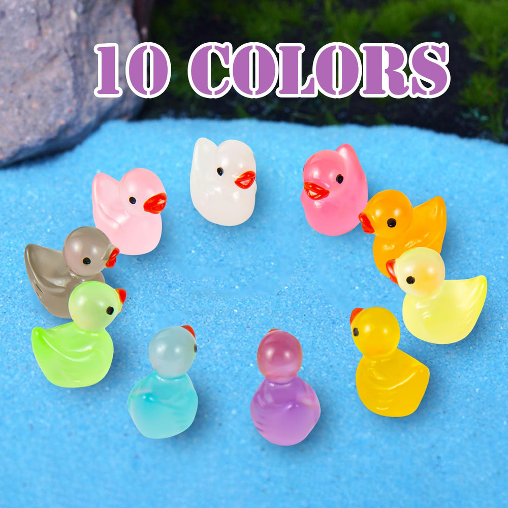 ONLYFU luminous mini resin duck in blue glow for aquariums and crafts