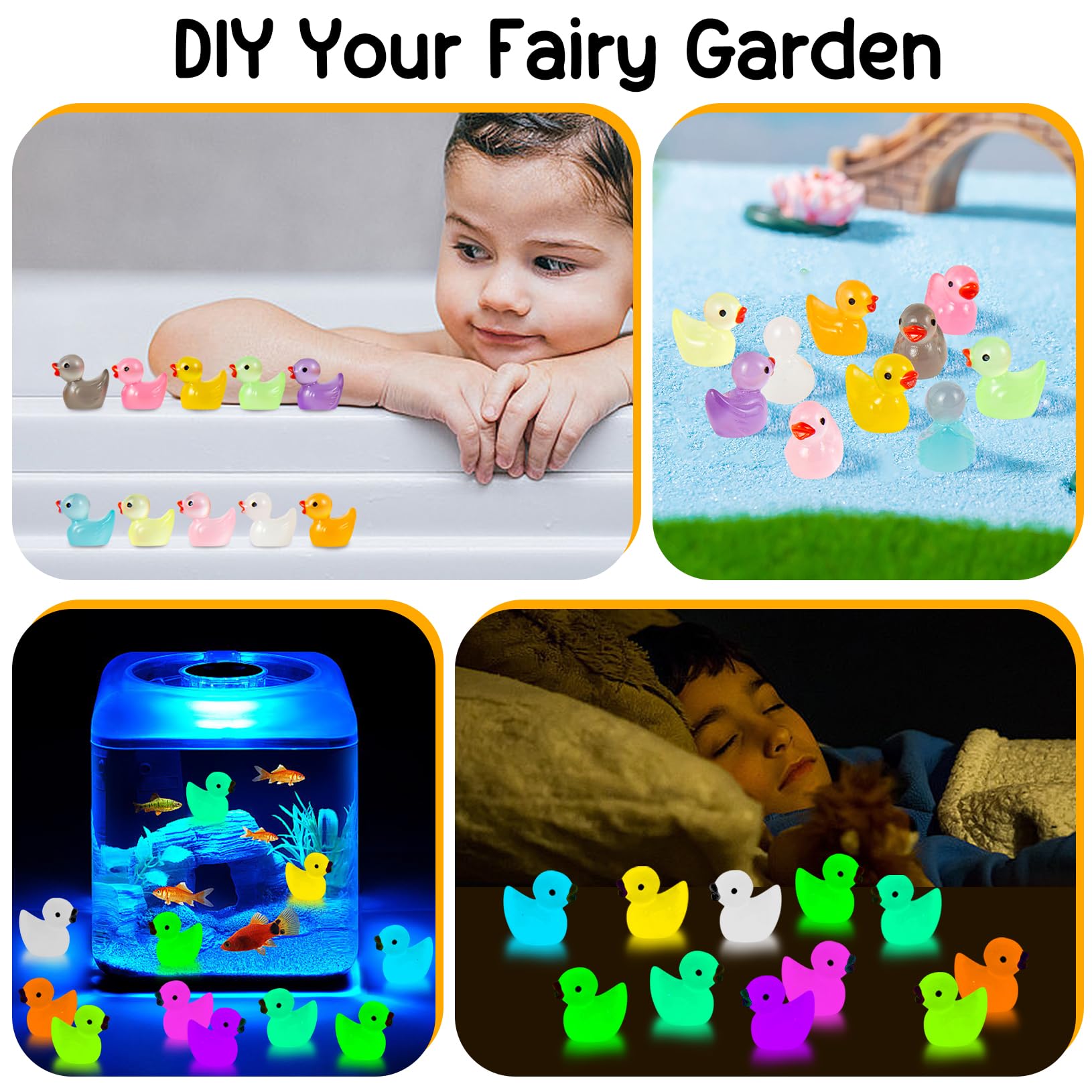 ONLYFU luminous mini resin duck in dark purple glow for fairy tales and collections