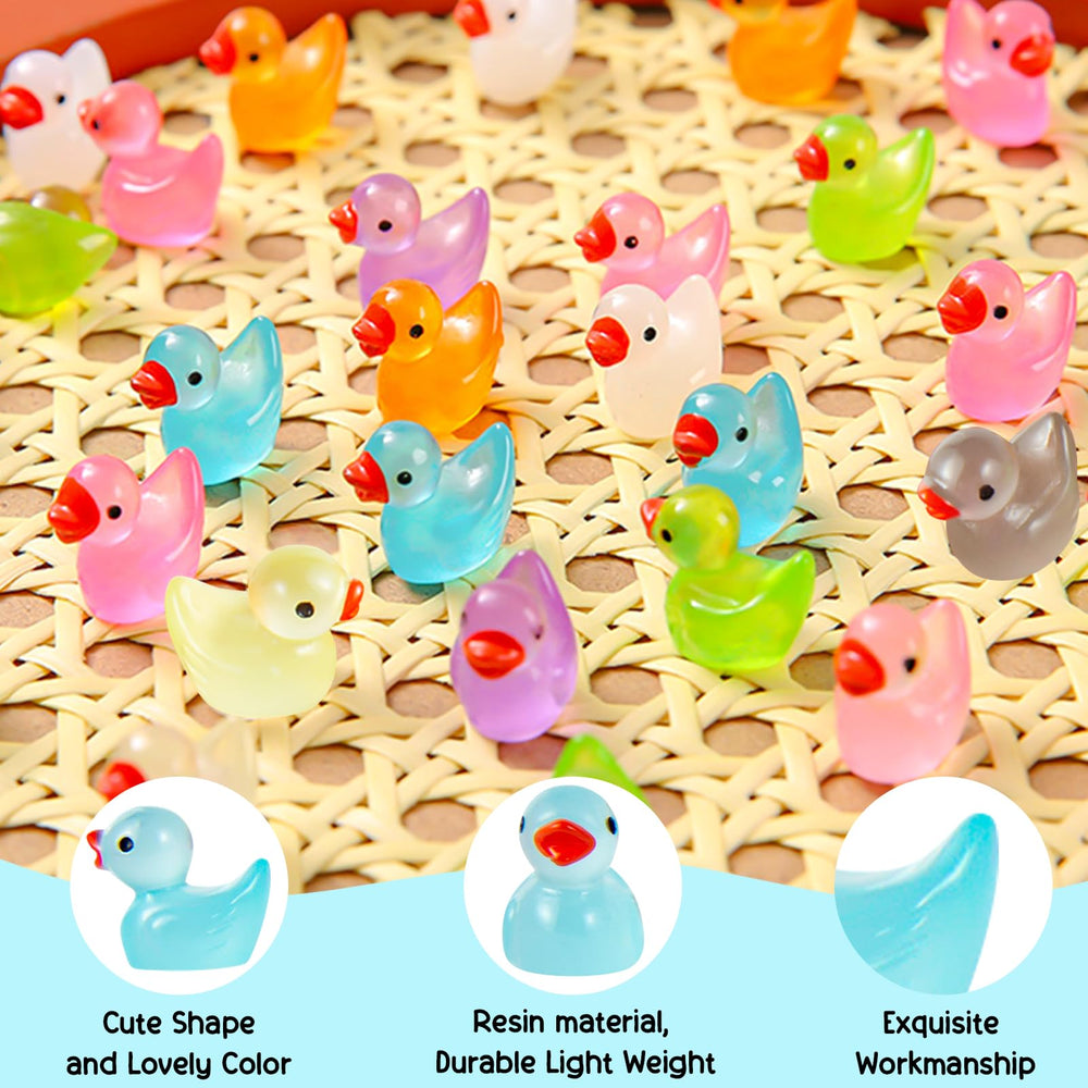 ONLYFU luminous mini resin duck in lemon yellow glow for planters