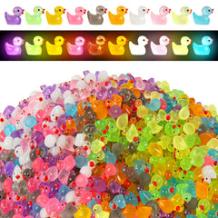 ONLYFU luminous mini resin duck in orange glow for fairy garden accents