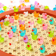 ONLYFU luminous mini resin duck in pink glow for party decorations
