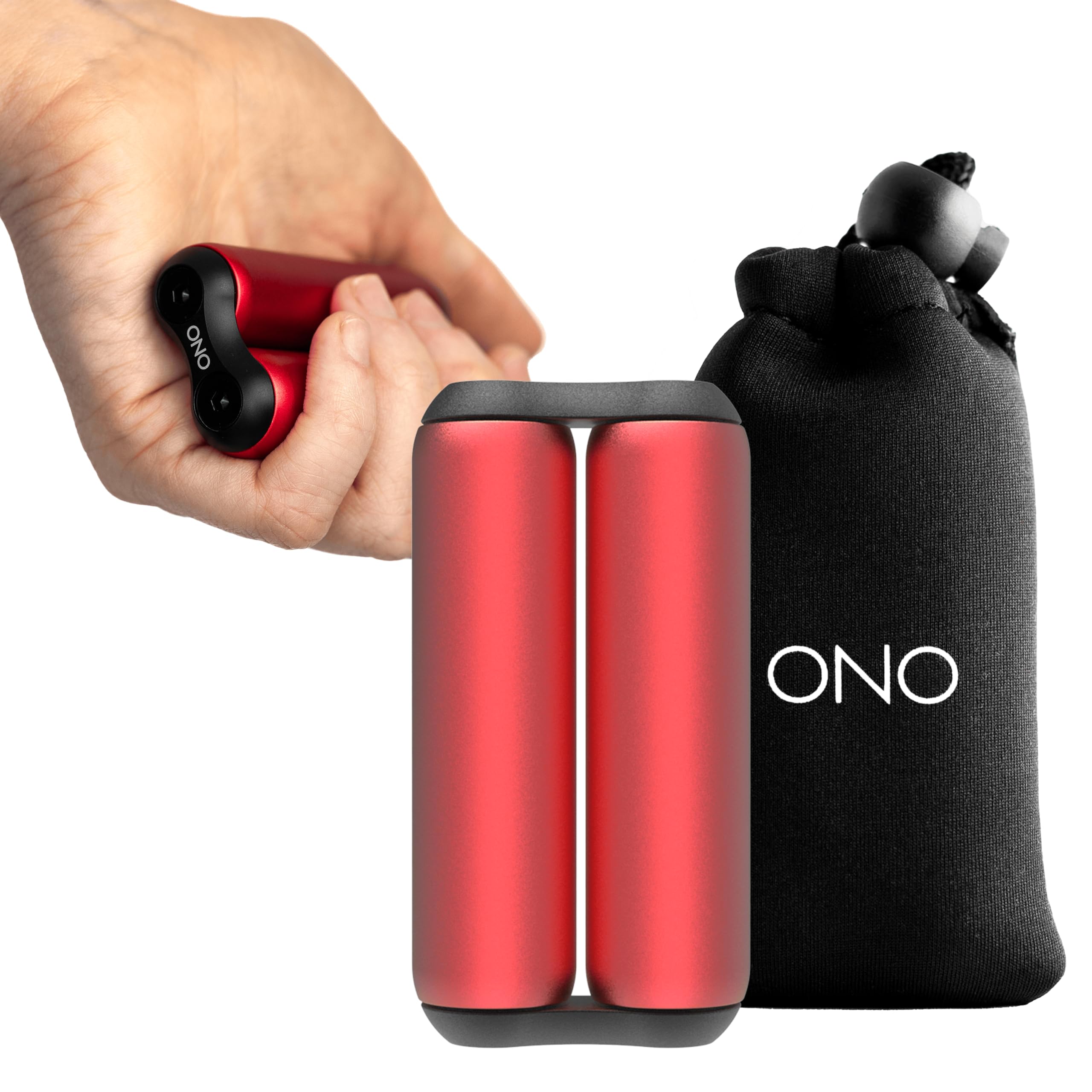 ONO Roller Jr aluminum red handheld for quiet stress relief on the go.