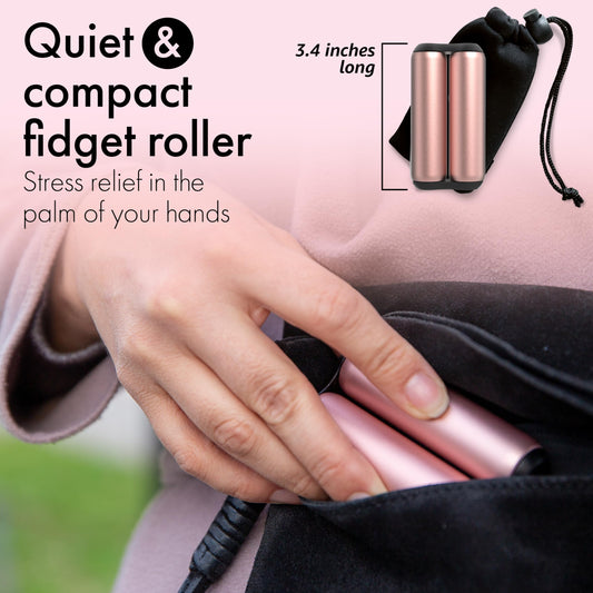 ONO Roller rose gold in hand highlights discreet fidgeting to improve focus.