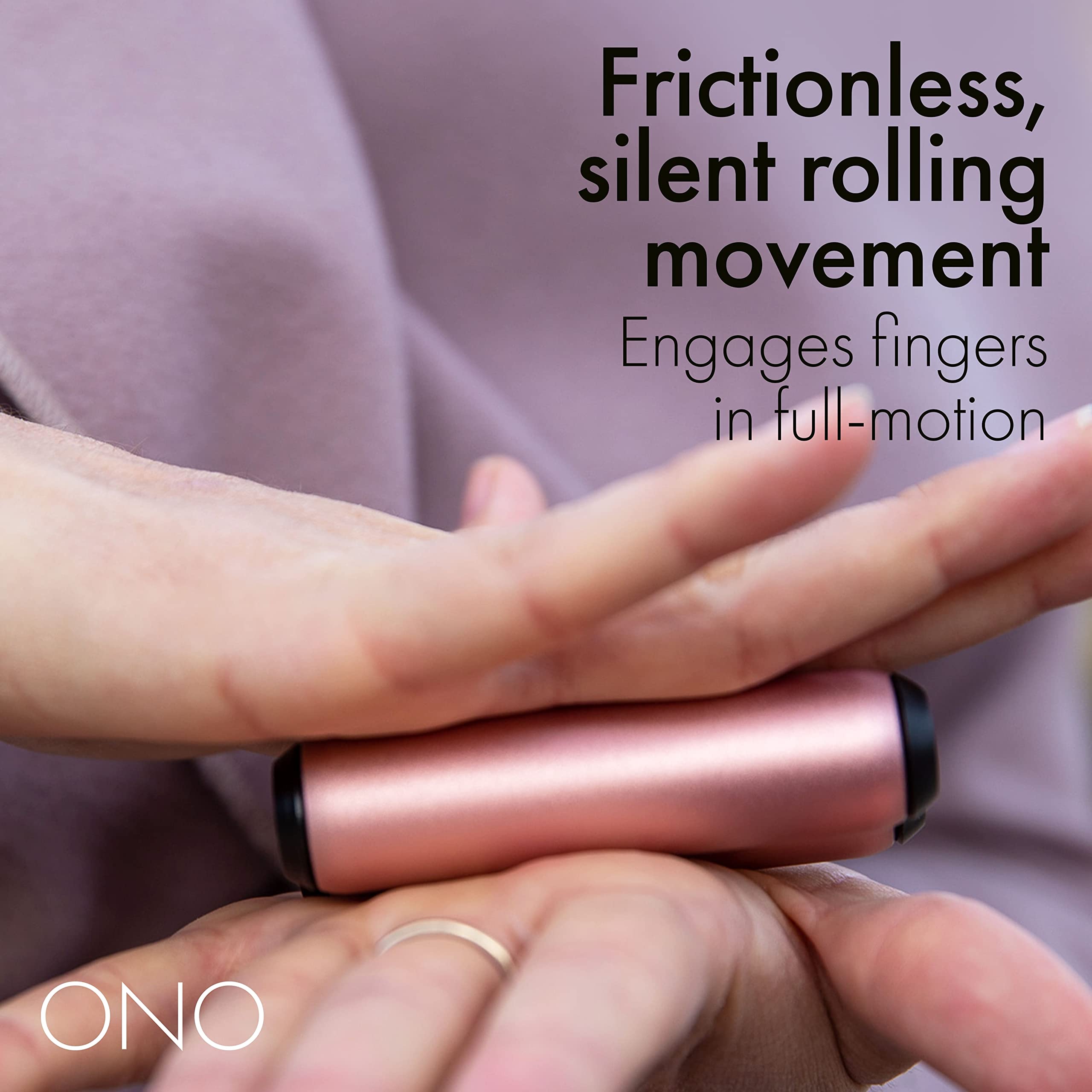 ONO Roller rose gold office desk scene suggests stress relief during tasks.