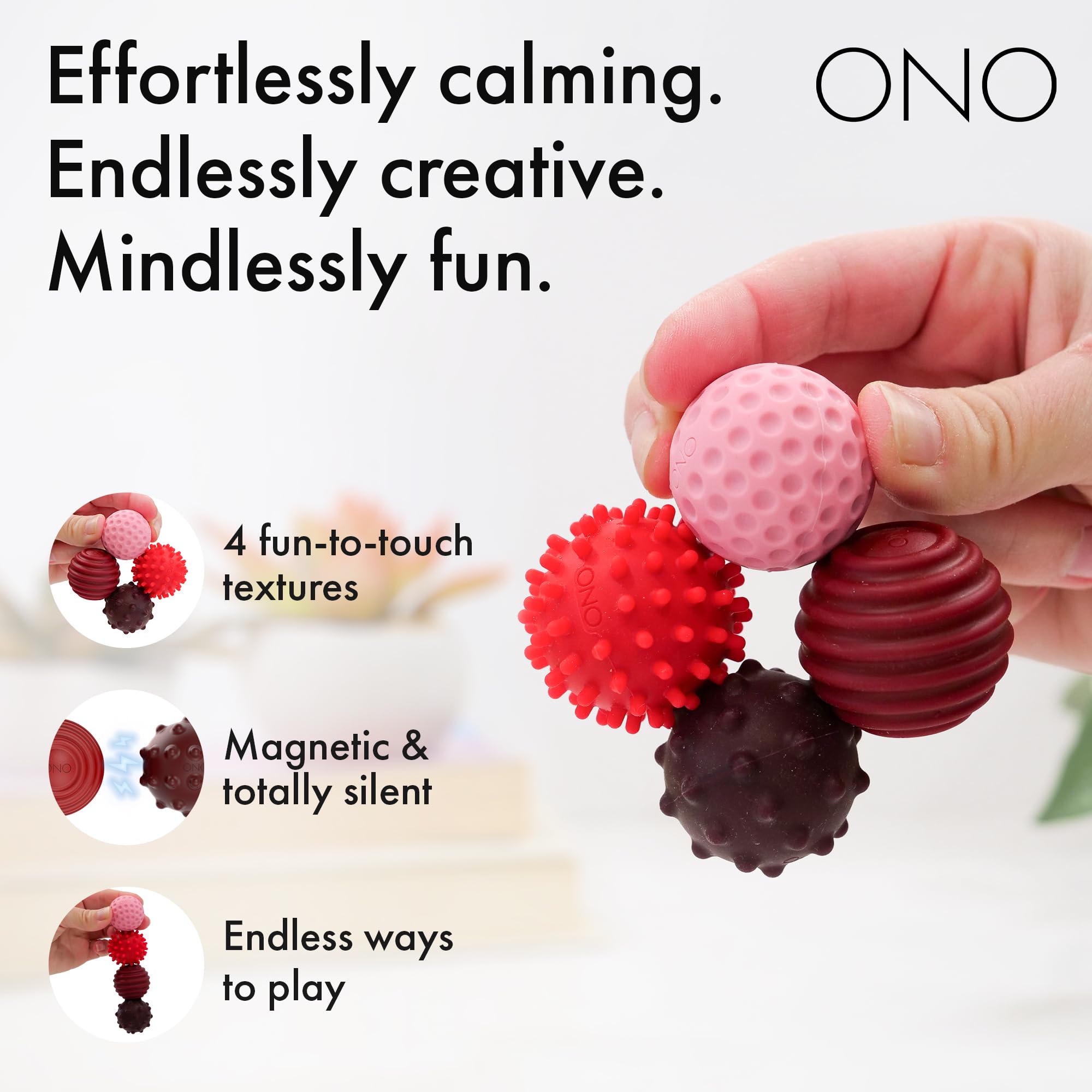 ONO Signets balls feature bumps texture for focused fidgeting and calm.