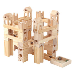 Onshine wooden marble run set box contents for creative building