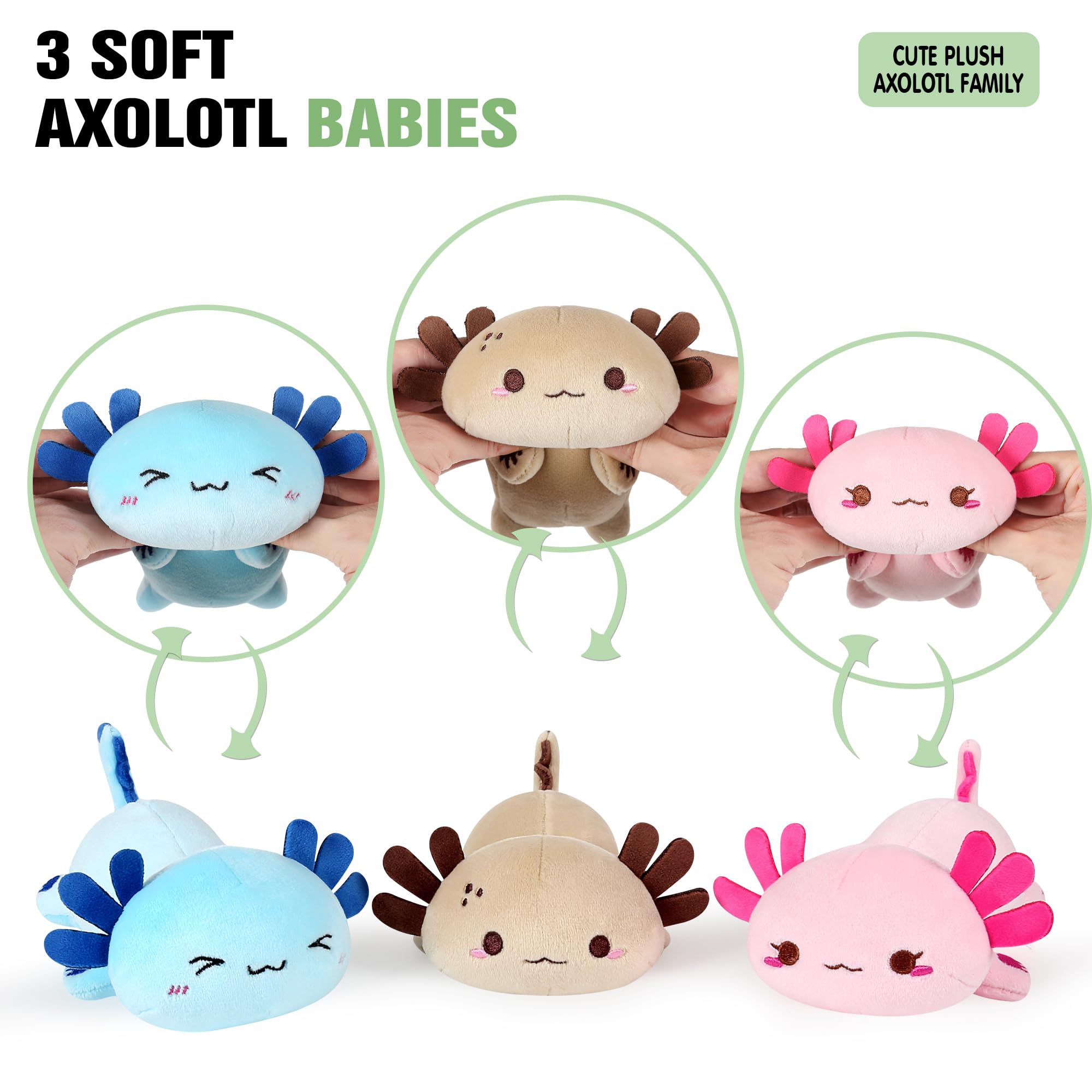 Onsoyours Axolotl Baby Brown plush 5.9 inch, soft hug buddy