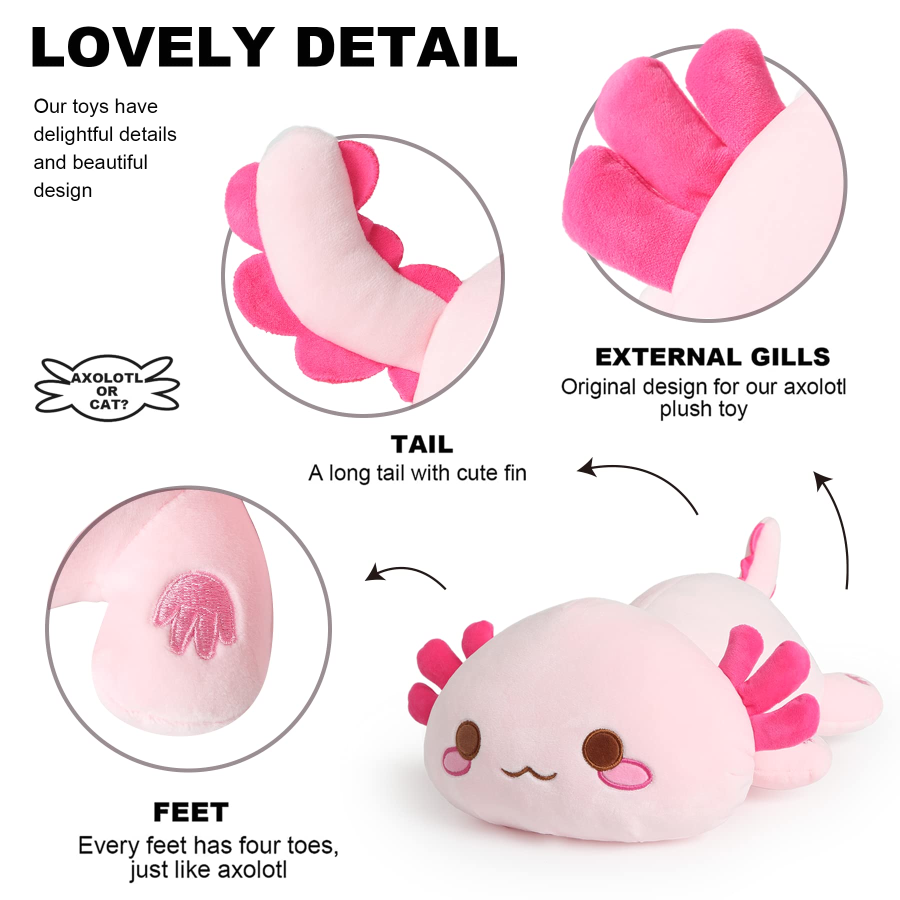 Onsoyours axolotl plush 13-inch hug-size pink inviting cuddling