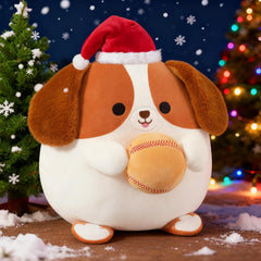 Onsoyours beagle dog with baseball Santa hat, adds playful holiday charm.