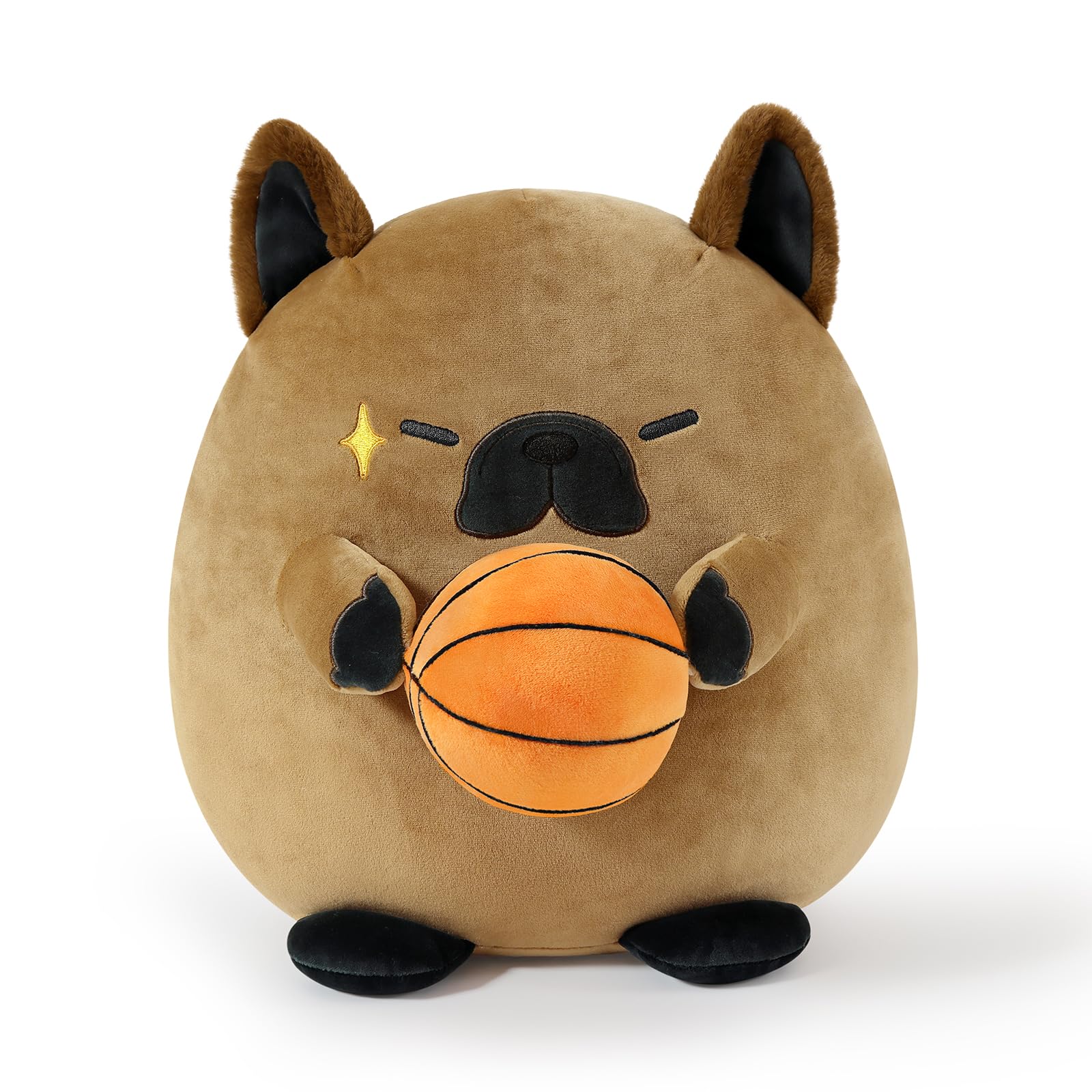 Onsoyours French Bulldog plush holding basketball for playful moments.