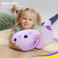 Onsoyours Lavender Cat Plush in bedtime snuggle pose