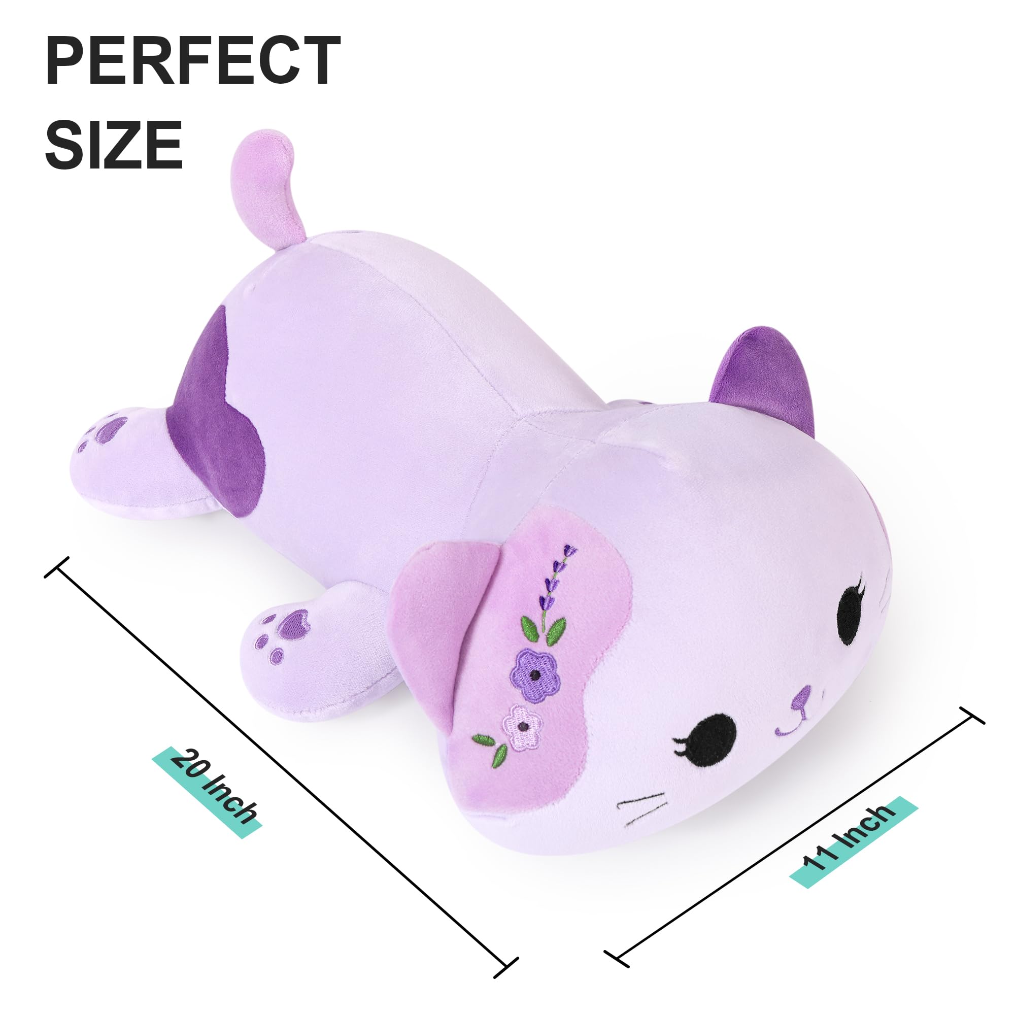 Onsoyours Lavender Cat Plush left ear lavender embroidery detail for charm