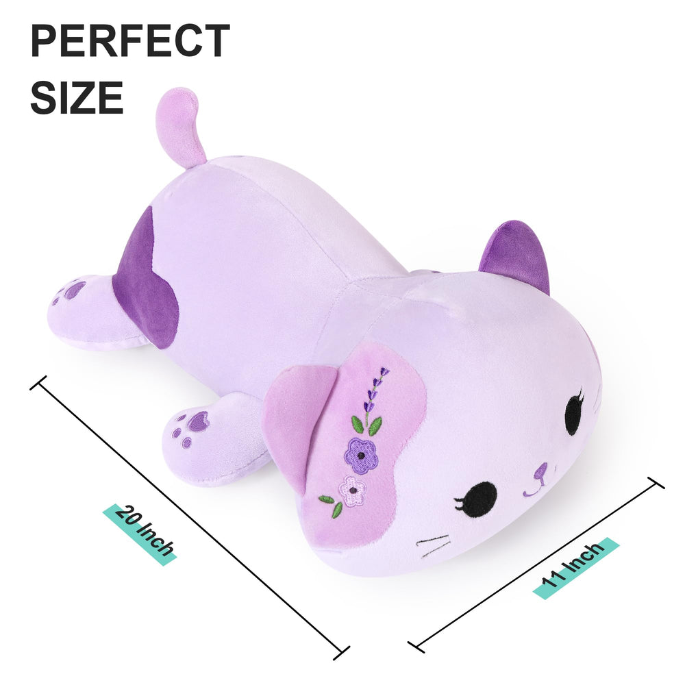 Onsoyours Lavender Cat Plush left ear lavender embroidery detail for charm