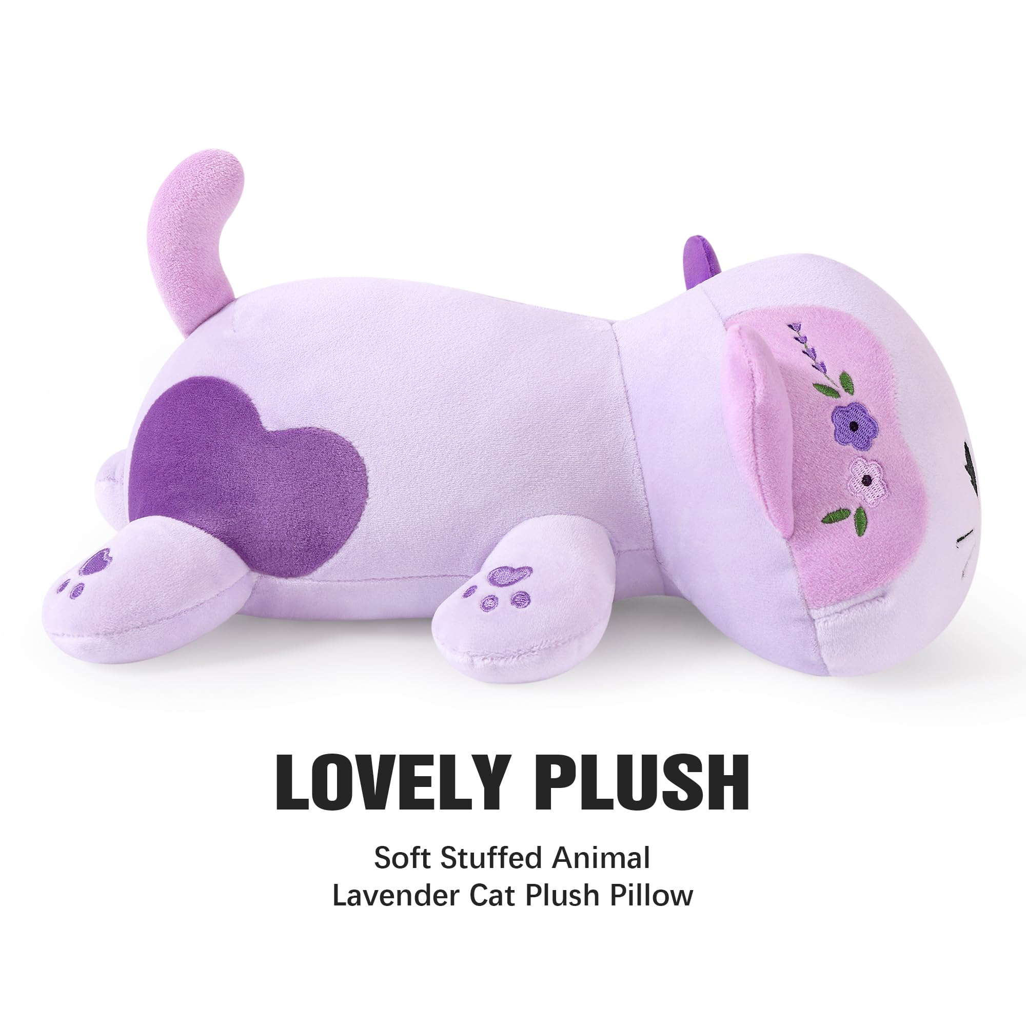 Onsoyours Lavender Cat Plush after unpacking, fluffy restoration