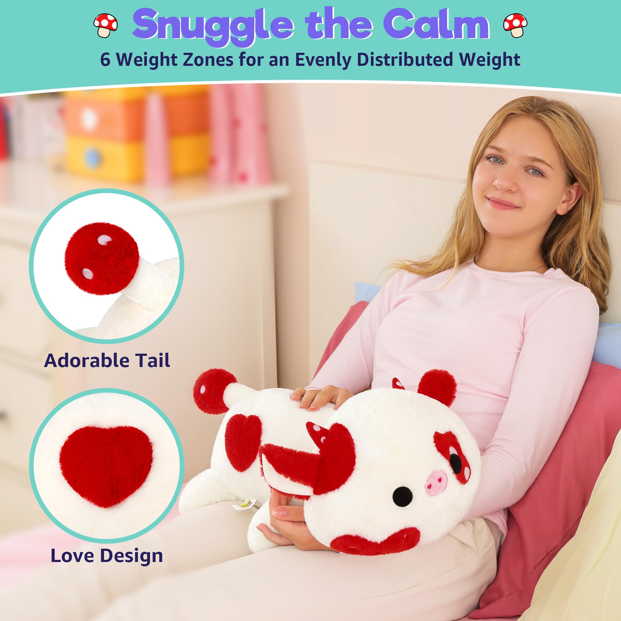 Onsoyours mushroom cow back heart design adds visual charm and comforting touch.