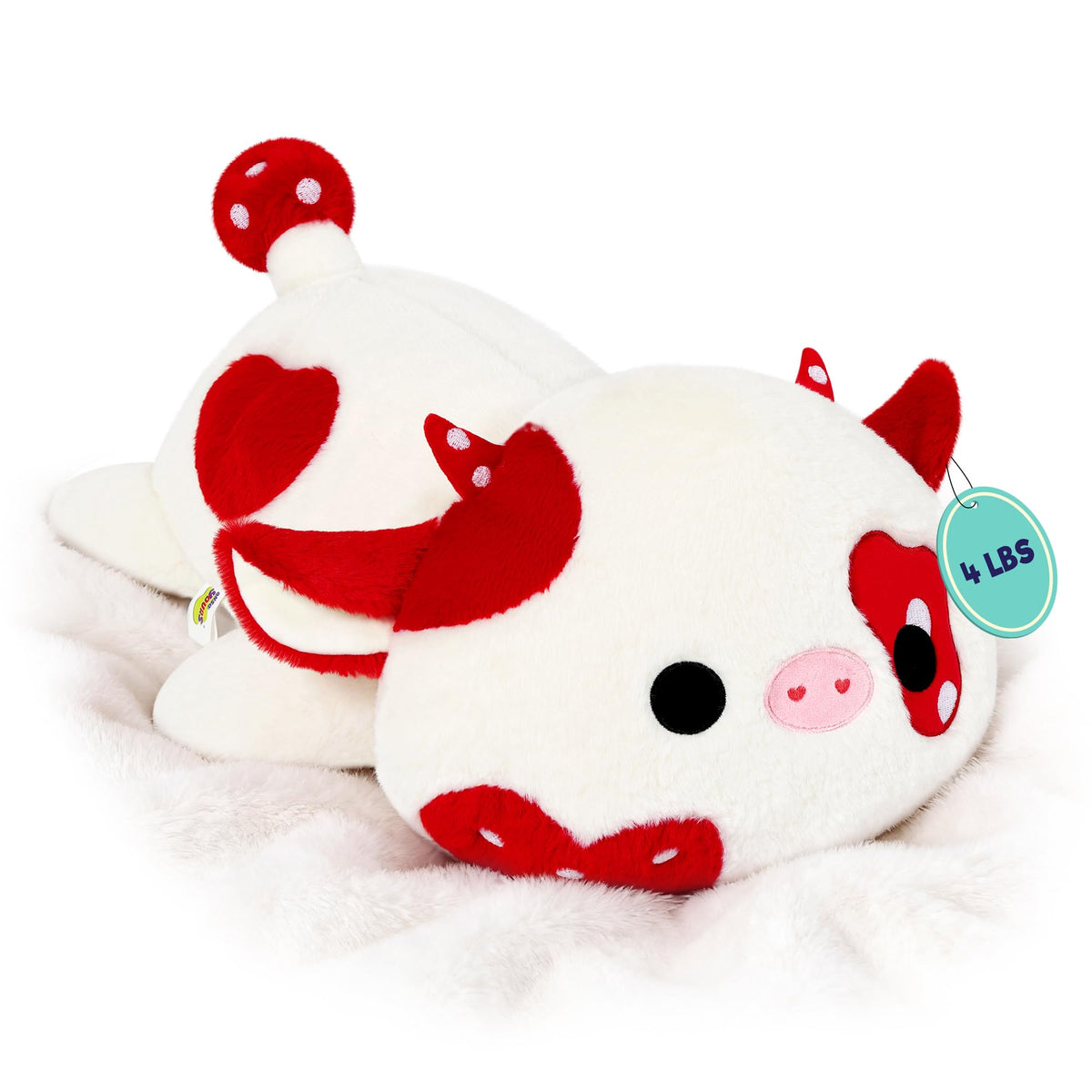 Onsoyours mushroom cow belly weight provides soothing, cozy support for cuddling sessions.