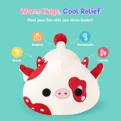 Onsoyours mushroom cow weighted plush ready for quick warmth via microwave setup