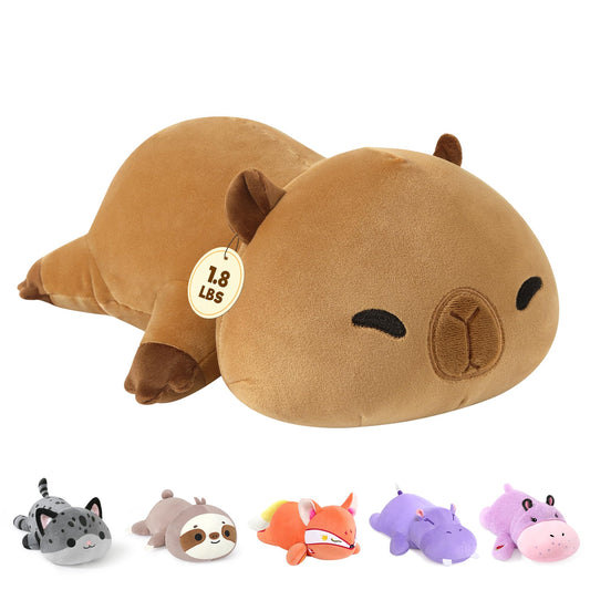 Onsoyours original weighted capybara plush, 13.8 inches, ideal for comforting hugs.