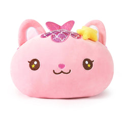 Onsoyours pink cat mermaid plush close-up, showcasing soft skin-friendly fabric.