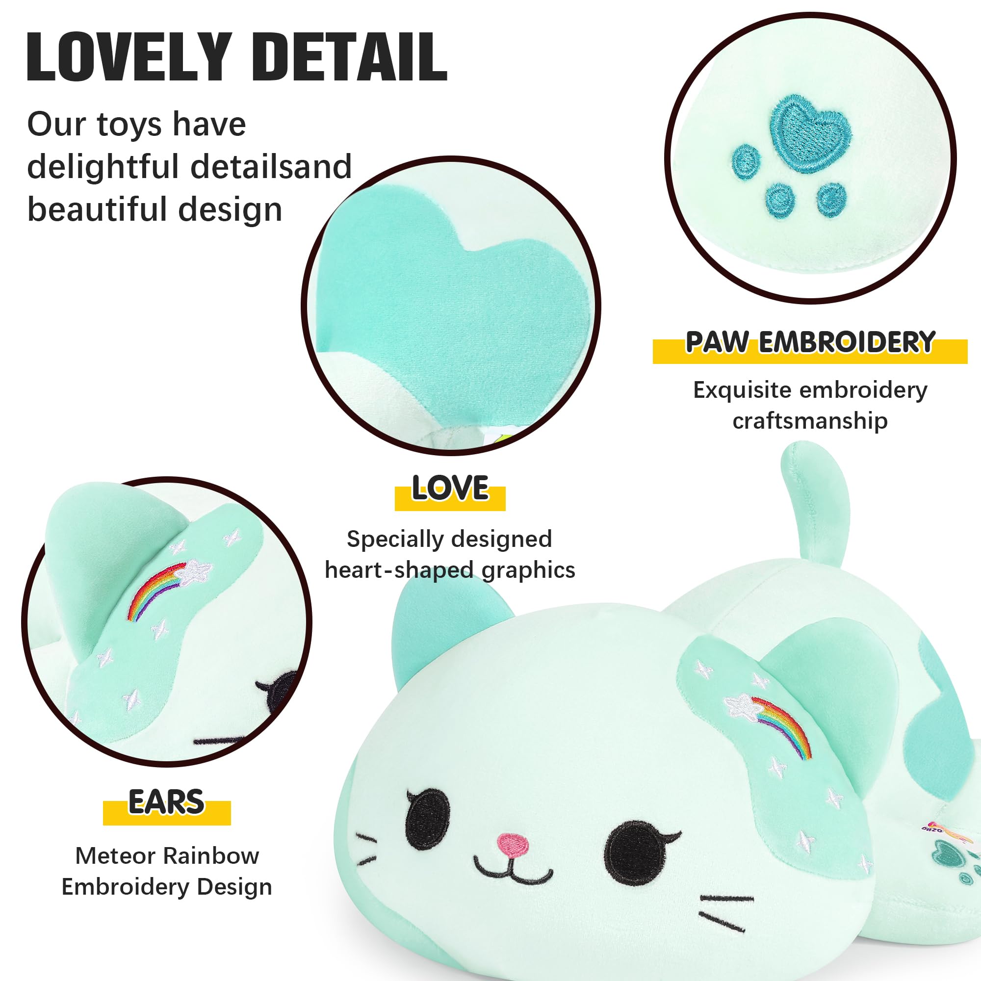 Onsoyours Rainbow Cat Plush material close-up conveys soft, safe fabric ideal for hugs