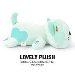 Onsoyours Rainbow Cat Plush vacuum-pack image hints at compact shipping, easier gifting