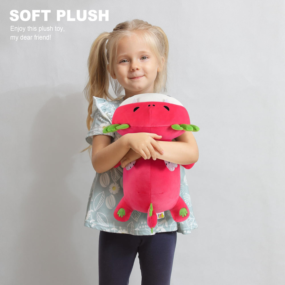 Onsoyours axolotl dragon fruit plush after unpacking quickly regains fluff.
